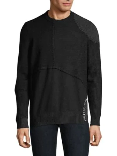 Shop Diesel Frank Patchwork Knit Sweater In Black