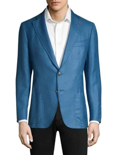 Shop Isaia Men's Cashmere & Silk Blazer In Light Blue