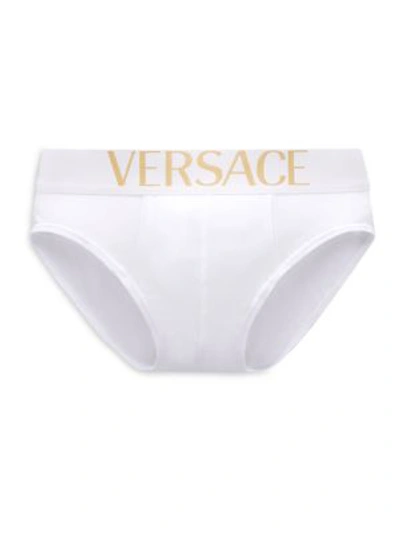 Shop Versace Apollo Logo Briefs In White