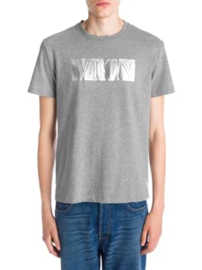 Shop Valentino Embossed Logo T-shirt In Grey With Silver