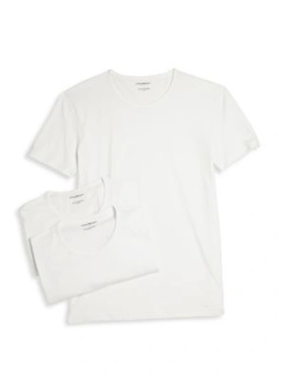 Shop Emporio Armani Men's Pure Cotton 3-pack Crewneck T-shirts In White