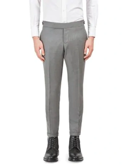 Shop Thom Browne Low Rise Skinny-fit Wool Trousers In Medium Grey