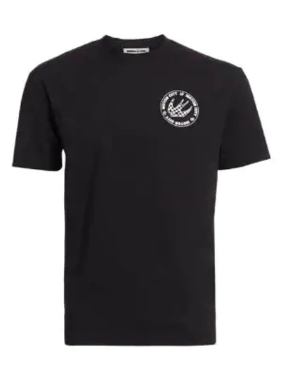 Shop Mcq By Alexander Mcqueen Dropped Shoulder Emblem T-shirt In Darkest Black