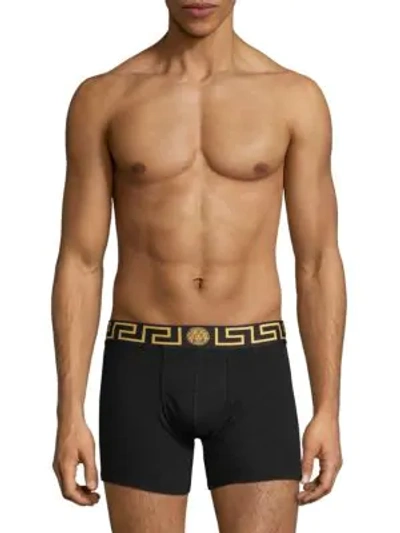 Shop Versace Two-pack Stretch Cotton Trunks In Black