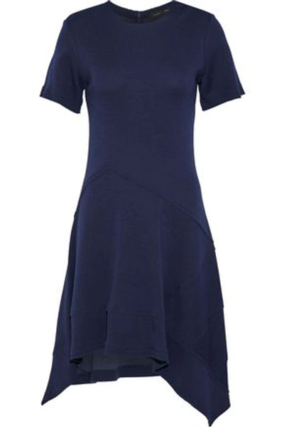 Shop Proenza Schouler Asymmetric Stretch-knit Dress In Navy