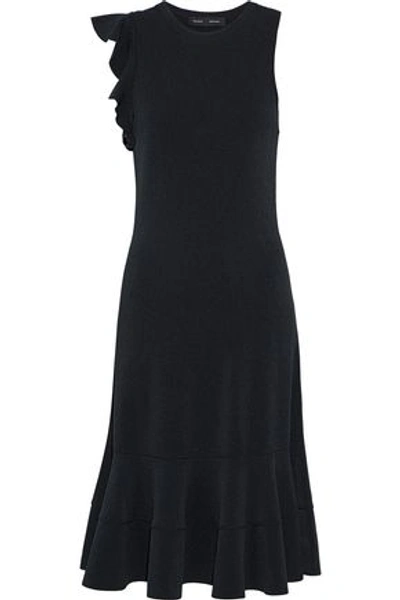 Shop Proenza Schouler Ruffle-trimmed Stretch-knit Dress In Black