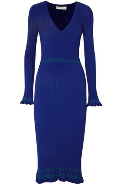 Shop Altuzarra Woman Isolde Ribbed-knit Midi Dress Bright Blue