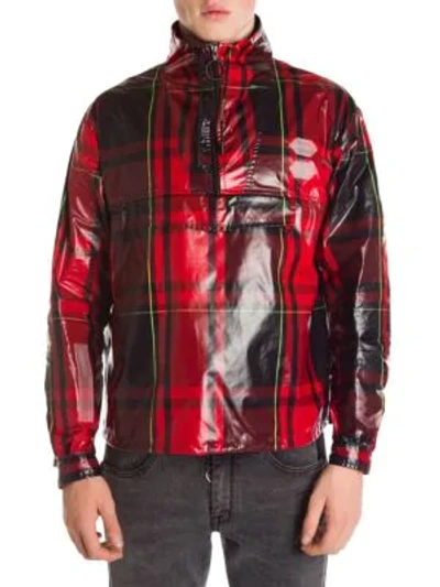 Shop Off-white Checked Zip-front Anorak In Red