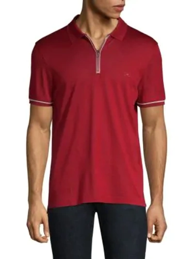 Shop Ferragamo Zip Basic Cotton Polo In Red