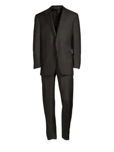 Shop Canali Regular-fit Two-button Wool-blend Suit In Black