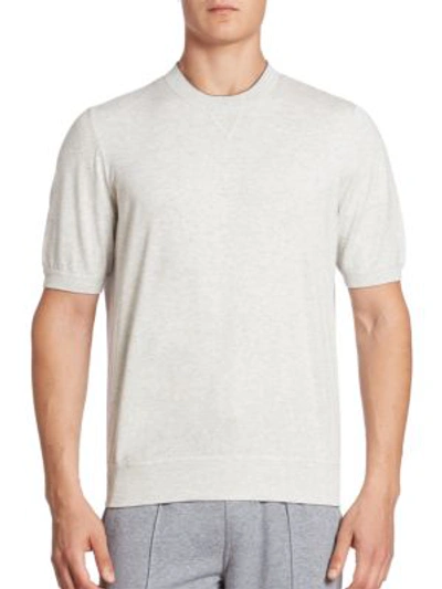 Shop Brunello Cucinelli Short Sleeve Athletic T-shirt Sweater In Grey