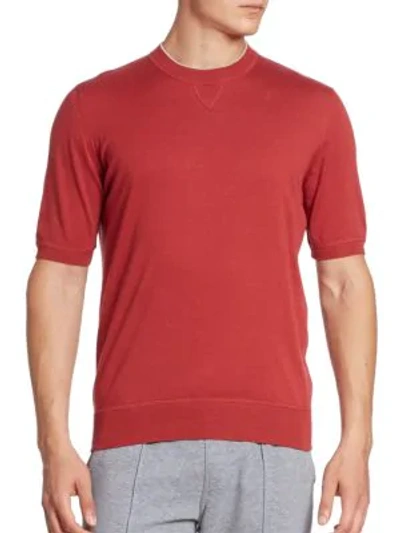 Shop Brunello Cucinelli Short Sleeve Athletic T-shirt Sweater In Red