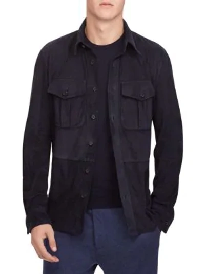 Shop Ralph Lauren Men's Barron Suede Jacket In Classic Navy