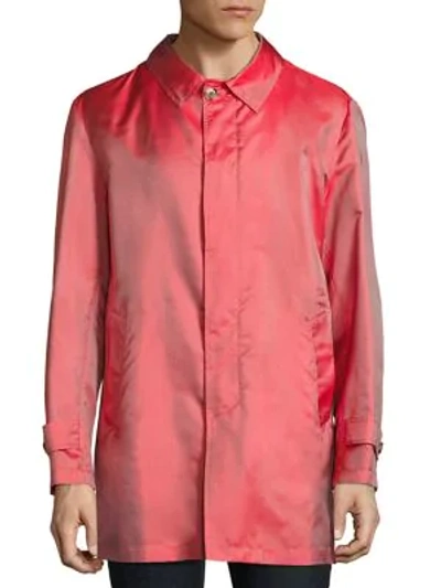 Shop Isaia Men's Silk Raincoat In Medium Red