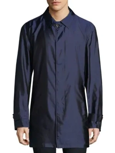 Shop Isaia Silk Raincoat In Blue