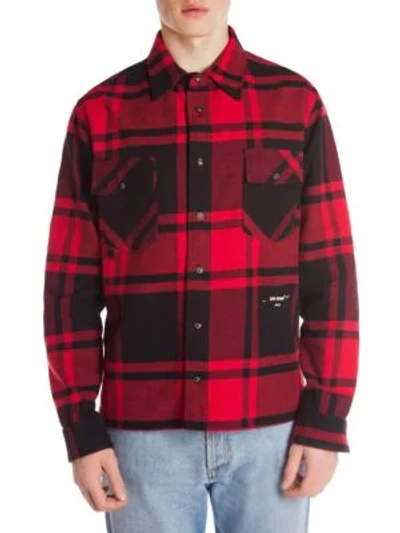 Shop Off-white Flannel Check Shirt In Red