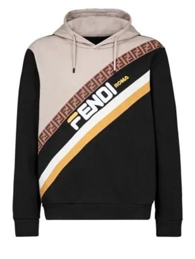 Shop Fendi Mania Colorblock Stripe Sweatshirt In Black