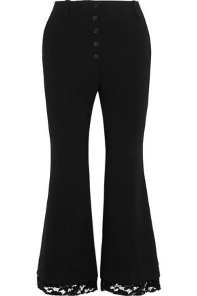 Shop Proenza Schouler Woman Lace-trimmed Cady Kick-flare Pants Black