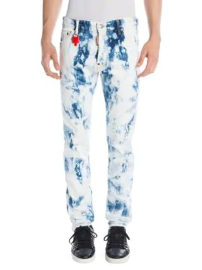 Shop Dsquared2 Cool Guy Shredded Acid Wash Jeans In Blue