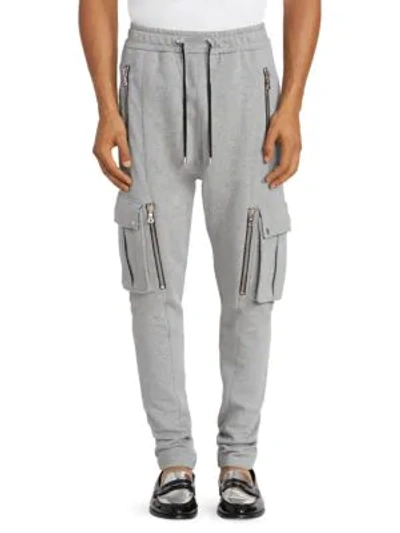 Shop Balmain Cargo Sweatpants In Grey