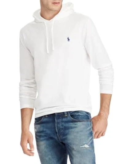 Shop Polo Ralph Lauren Long-sleeve Cotton Jersey Hooded Tee In White