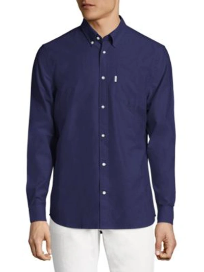 Shop Wesc Oden Soft Oxford Button-down Shirt In Navy Blazer