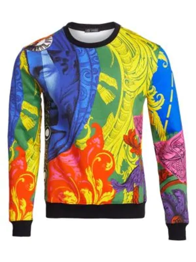 Shop Versace Baroque Crewneck Pullover In Multi