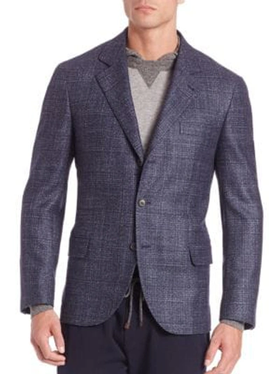Shop Brunello Cucinelli Wool-blend Sportscoat In Cobalt