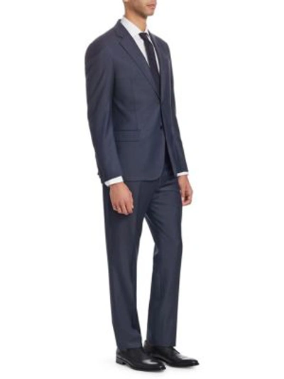 Shop Emporio Armani G-line Wool Sharkskin Suit In Navy