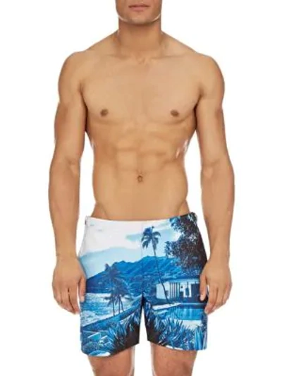 Shop Orlebar Brown Bulldog Photographic Swim Trunks In Blue View