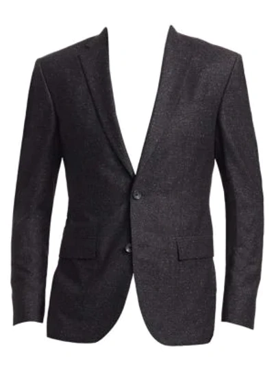 Shop Saks Fifth Avenue Modern Wool & Silk Suit Jacket In Charcoal