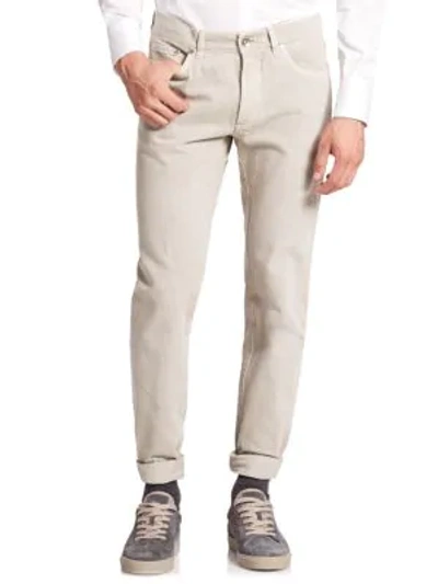 Shop Brunello Cucinelli Men's Five-pocket Skinny Jeans In Sesame