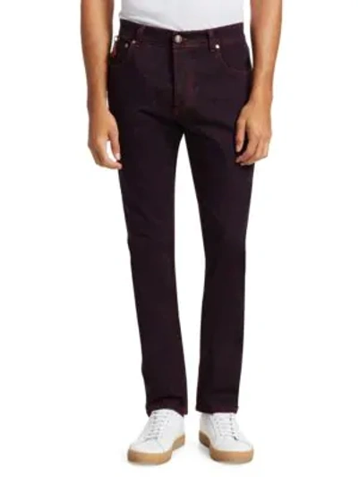 Shop Isaia Stretch Skinny Jeans In Dark Red