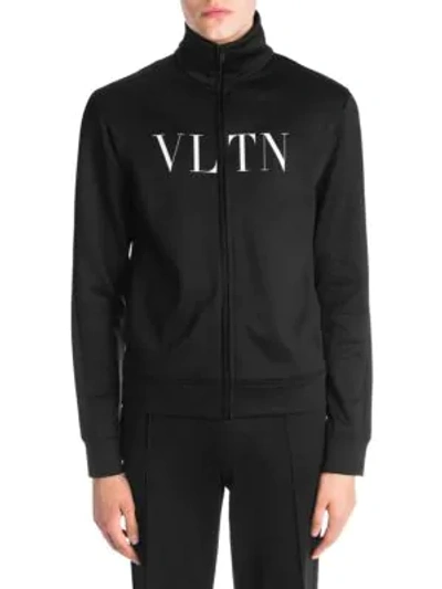 Shop Valentino Logo Zip-front Track Jacket In Black