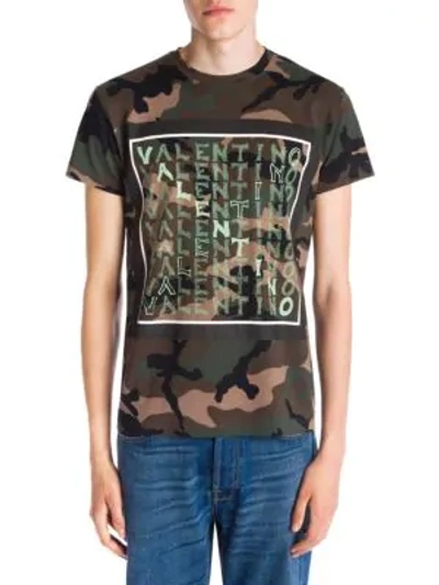 Shop Valentino Logo Chevron T-shirt In Army