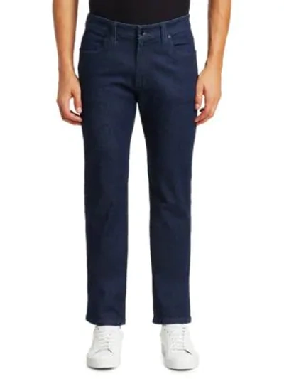 Shop Giorgio Armani Twill Straight-leg Jeans In Solid Blue
