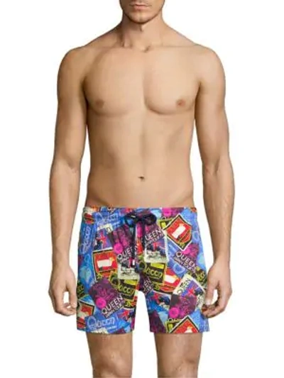 Shop Vilebrequin Queen Tour Superflex Swim Trunks In Bleu De Mer