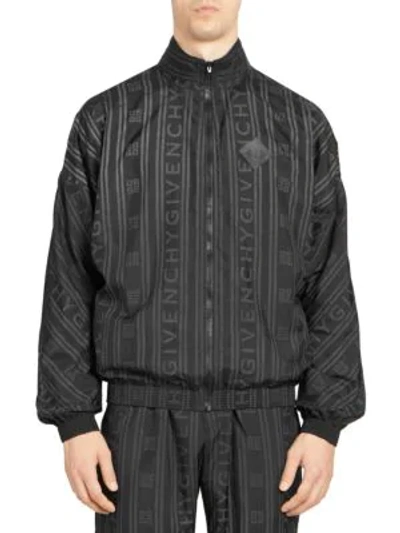 Shop Givenchy Men's All-over Tonal Stripe Logo Nylon Jacket In Black