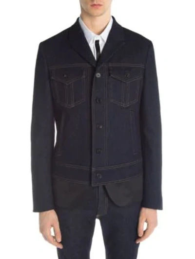 Shop Neil Barrett Men's Hybrid Denim Jacket In Black Indigo