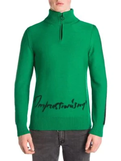 Shop Off-white Zip Turtleneck Pullover In Green