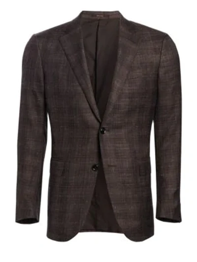 Shop Ermenegildo Zegna Milano Plaid Cashmere Blazer In Dark Brown