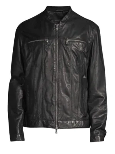 Shop John Varvatos Zip-front Leather Jacket In Black