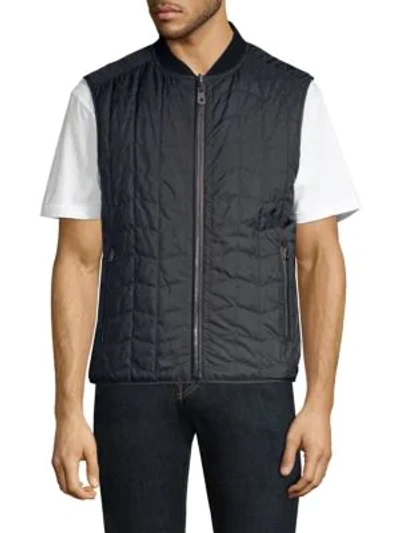 Shop Ferragamo Reversible Quilted Logo Vest In Navy