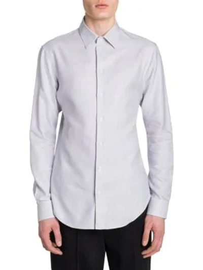 Shop Emporio Armani Regato Twill Slim-fit Cotton Shirt