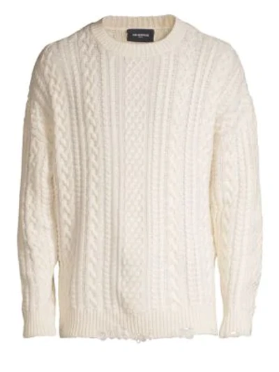 The Kooples Distressed Cable Knit Wool & Cashmere Sweater In Beige ...