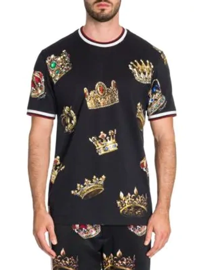 Shop Dolce & Gabbana Crown Print T-shirt In Black Multi