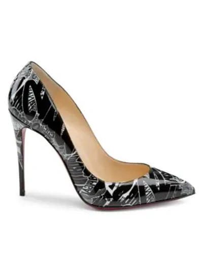 Shop Christian Louboutin Pigalle Follies 100 Printed Patent Leather Pumps In Black White