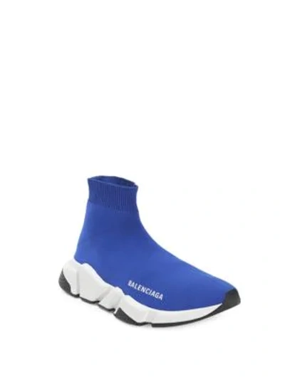 Shop Balenciaga Speed Sock Stretch-knit Sneakers In Blue
