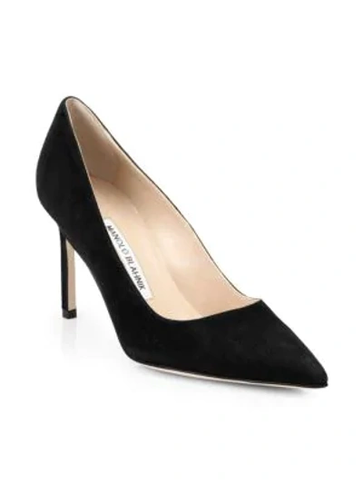 Shop Manolo Blahnik Bb 90 Suede Pumps In Black