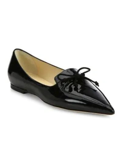Shop Jimmy Choo Genna Point-toe Patent Leather Flats In Black